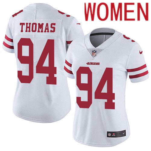 Women San Francisco 49ers #94 Solomon Thomas Nike White Vapor Limited NFL Jersey->women nfl jersey->Women Jersey
